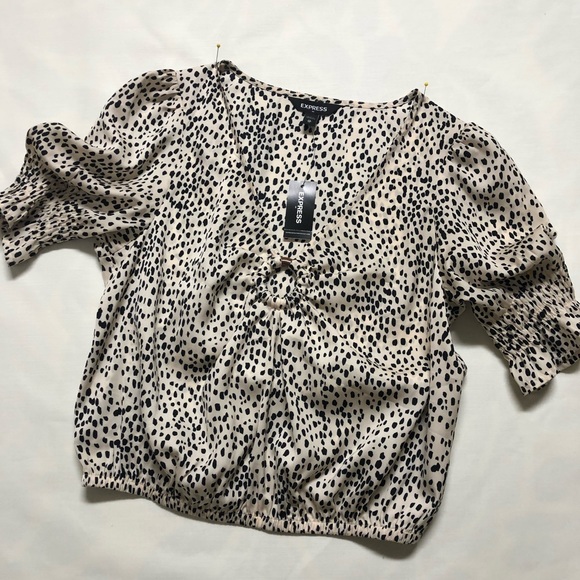 Express top cream and black animal print - Picture 1 of 3